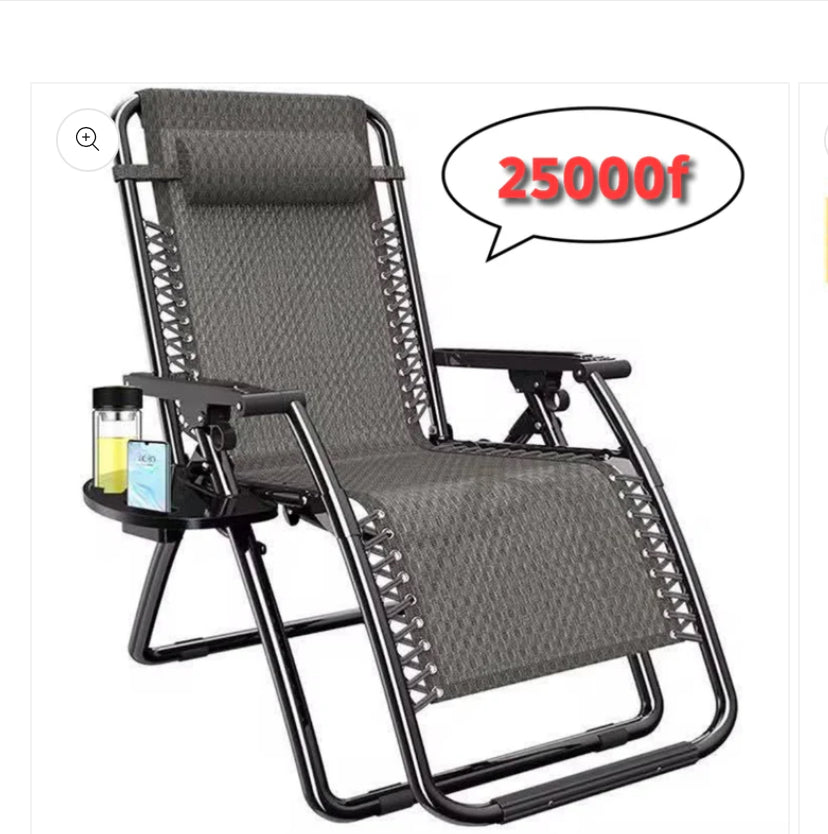Chaise Relax Pliable – 25000 CFA Profitez d’un confort total avec cette chaise ultra-pratique : Dossier inclinable Accoudoirs solides Support téléphone + porte-gobelet et orthopédique Facile à plier et ranger