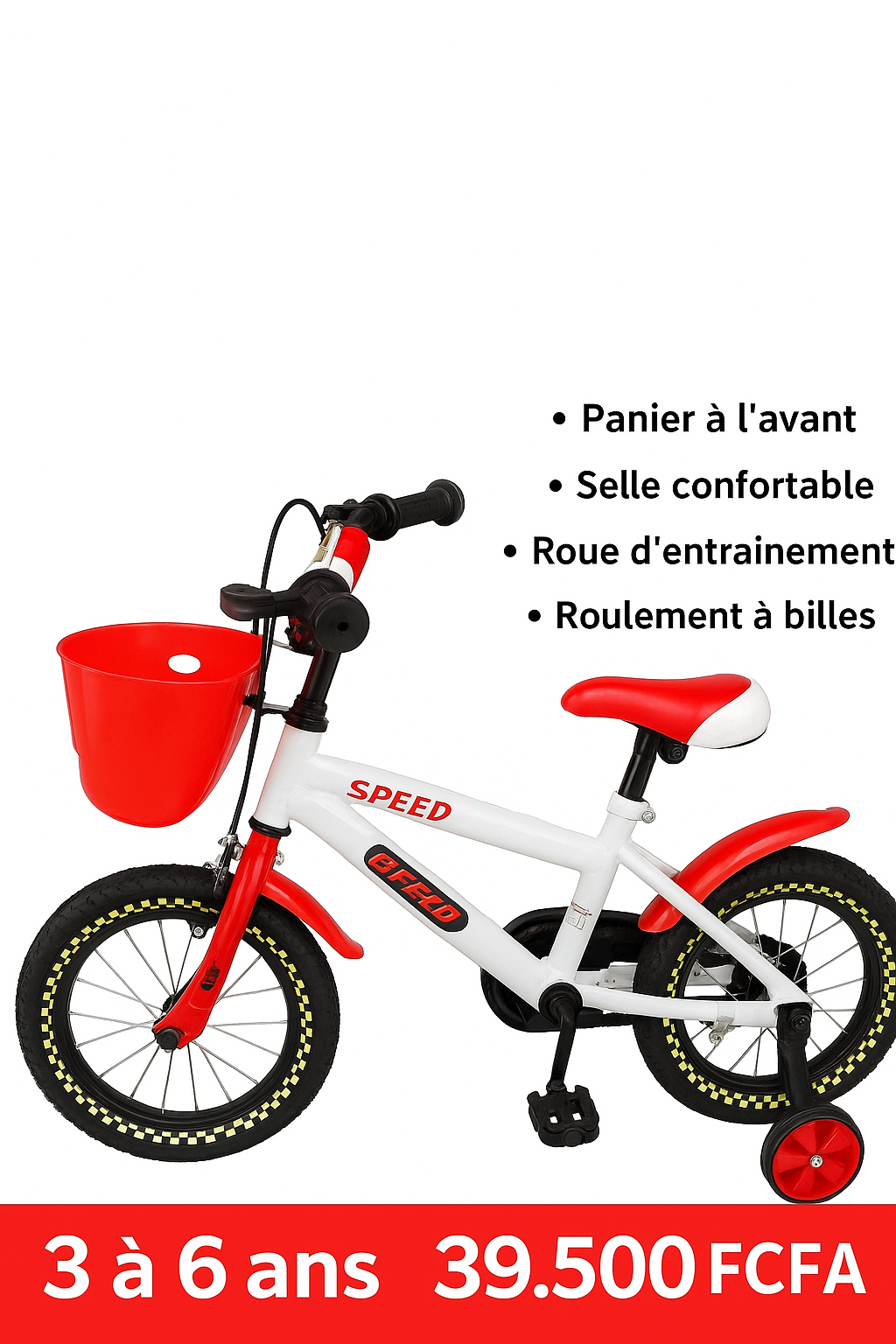 Vélo Enfant 16 Pouces – Modèle Sport avec Petites Roulettes